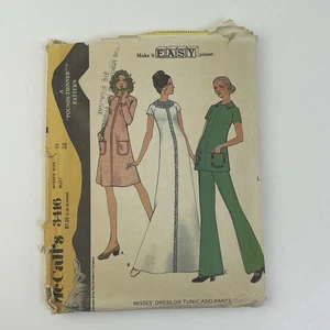 Maxi Dress Tunic Pants Size 16 B38 Vintage 70s CUT Pattern 3416 Raglan Pockets - Picture 1 of 2