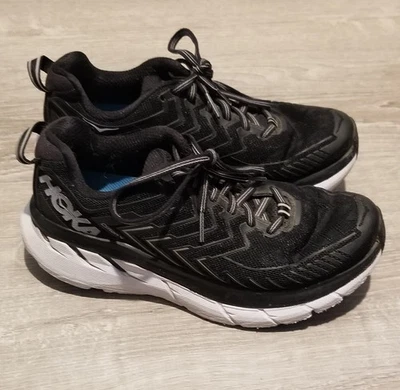 Hoka One One Clifton 4 Womens Running Walking Shoes Size 6 Black & White - Image 1 of 4