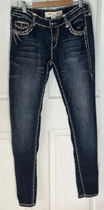 Laguna Beach Damen Jeans Blau Low Rise Dicke Nähte Bling Denim Gr. 30 - Bild 1 von 11