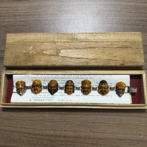 Vintage 7 Deities of Good Luck Fortune Bracelet Ebine Japan Hand Painted Rare - Picture 1 of 15