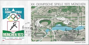 Summer Olympics Games XX München Germany Kiel Gold Foil Sailing FDC Sheet 1972 - Picture 1 of 2