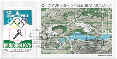 Summer Olympics Games XX München Germany Kiel Gold Foil Sailing FDC Sheet 1972 - Image 1 of 2