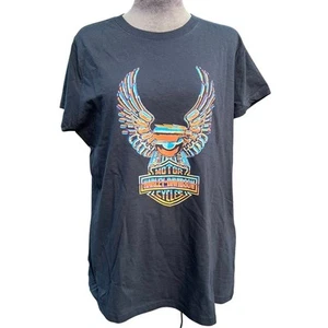 HARLEY DAVIDSON MOTOR CYCLE WINGS TEE SHIRT WOMENS SZ L - Picture 1 of 4