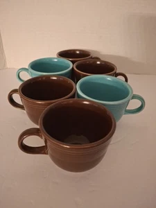 6 Tazze Fiestaware 4 Marrone Cioccolato + 2 Blu Turchese Manico a D + ๐๏ธ๐Con Acquisto - Foto 1 di 12