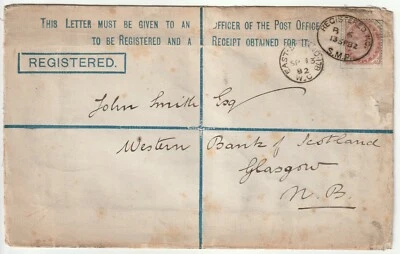 1882 RR CORONA GLASGOW LICITACIÓN DE CLASIFICACIÓN REGISTRADA DE LONDRES A WESTERN BKOFS GLASGOW Foto 1 de 3