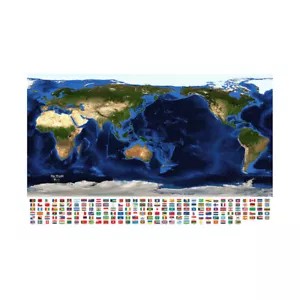 SATELLITE WORLD MAP FLAGS POSTER PRINT 36"x24" - Picture 1 of 1