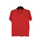 Under Armour Boys Loose Red Polo Shirt Youth Size XL Logo Short Sleeve