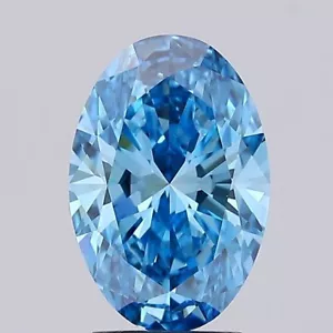 IGI Certified 2.00Ct Oval Lab Grown CVD Diamond Fancy Vivid Blue Color VS2 - Picture 1 of 14