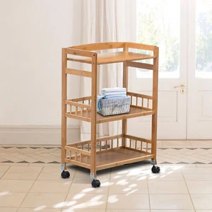 3 Tier Kitchen Serving Cart Bar Food Storage Organizer Rack Home Bamboo Trolley - Picture 1 of 12