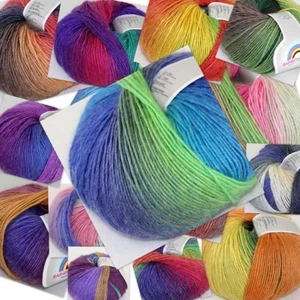 Sale 50gr Ball Soft Cashmere Wool Colorful Rainbow Wrap Shawl Hand Knit Yarn - Picture 1 of 67