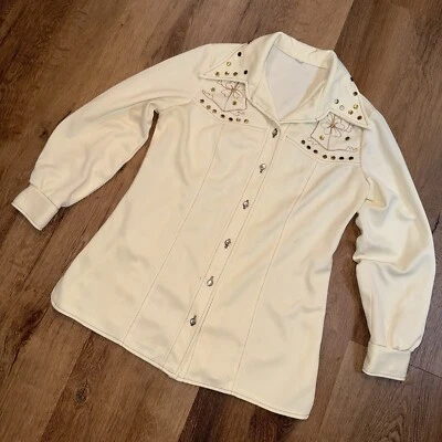 Vtg 60s 70s Jacket Leisure Suit Hippie Disco Rockabilly Soul Train Womens Medium - Image 1 of 4