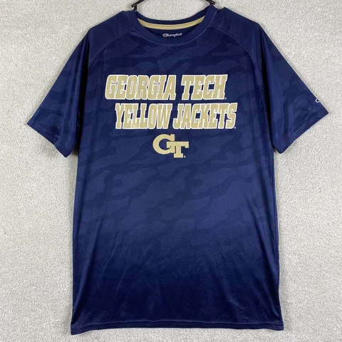 Georgia Tech Yellow Jackets Blue T Shirt NCAA Size Medium Short Sleeve Shirt Cover