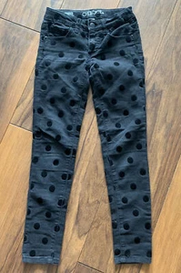 Cherokee Super Skinny Girls Dark Wash Jeans Size 8 Black Polka Dots - Picture 1 of 5