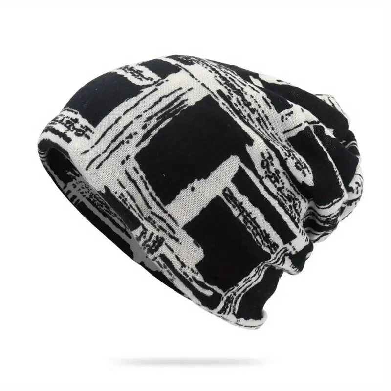 Gorro tejido multicolor unisex negro/blanco cualquier temporada peso ligero nuevo con etiquetas Foto 1 de 1