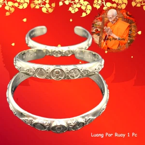 Luang Phor Ruay Armband Thai Success Amulett Alpaka Silber Glück Talisman selten - Bild 1 von 7