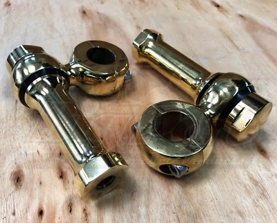 Motorcycle 1" Dog Bone Handlebar Risers Harley Chopper Bobber Cafe Racer Brass - Image 1 of 4