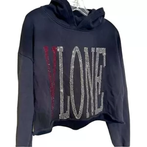 Vlone Authentic Strass Logo Cropped Hoodie Sweatshirt Herren Medium schwarz - Bild 1 von 7