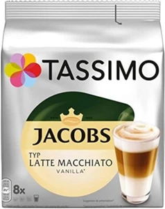 TASSIMO Kaffeepads LATTE MACCHIATO VANILLE 16 Hülsen/8 Getränke KOSTENLOSER VERSAND - Bild 1 von 2