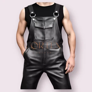 Herren Echt Weich Leder Schwarz Catsuit Overall Body Catsuit Reißverschluss Style - Bild 1 von 4
