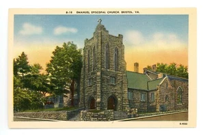 Emanuel Episcopal Church, Bristol, VA Color Linen Postcard - Bild 1 von 2