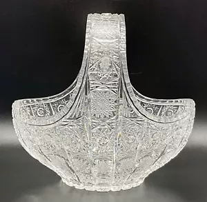 Vintage Czech Bohemian Queens Lace 24% 8” T Crystal Basket PRISTINE - Picture 1 of 10