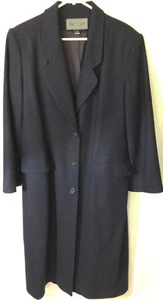 Bromley Collection Wool Coat Women's Size 10 Long Made in U.S.A. Navy Blue - Picture 1 of 10