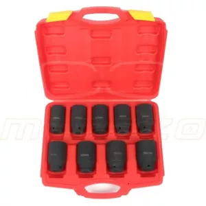 9x Deep Impact Socket Set 1/2" 6Pt Drive Metric Axle Hub Nut Socket 29-38mm - Picture 1 of 6