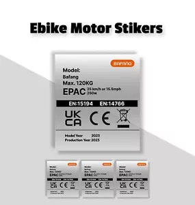 3x EPAC 250w 15.5mph Ebike Bafang Legal Motor Silver Sticker Decal - Picture 1 of 2