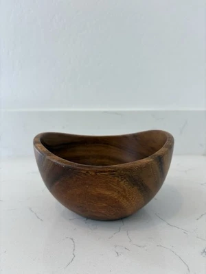 ENSALADERA INDIVIDUAL OVALADA DE MADERA DE ACACIA BARRIL CAJA 585-157 FILIPINAS 6" DE LARGO Foto 1 de 4