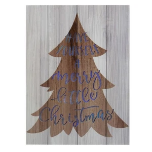 Northlight 11.81" Lighted Tree Merry Little Christmas Christmas Plaque - Picture 1 of 3