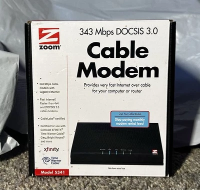 Cable Modem, High Speed, ZOOM, 343 Mbps DOCSIS 3.0, Comcast, ZFINIT, Etc. - Image 1 of 4