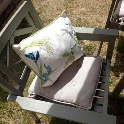 Laura Ashley fresh floral embroidered Cushion green x3 - Image 1 of 4