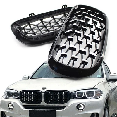 Front Black Grille Chrome Grill Fit for BMW X5 F15 2014-2016 US Foto 1 de 4