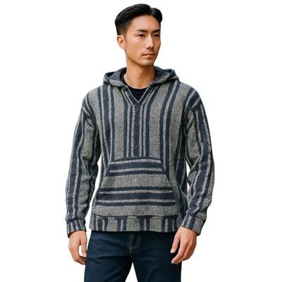 Poncho con capucha a rayas Lucky Brand Baja para hombre L Hippie Beach NUEVO CON ETIQUETAS $119 Foto 1 de 4