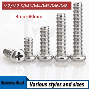 M2-M8 Phillips Button Head Machine Screws Pozi Head Bolts A4 Stainless Steel New - Picture 1 of 10