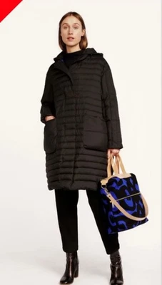 CHAQUETA ABRIGO ACOLCHADO PLUMÓN MARIMEKKO AILLON PARKA NEGRA Dobladillo con Cordón TALLA L Foto 1 de 4