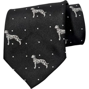 Canine Classics Dalmatian Dog Print Black Polka Dot Spotted Tie 9cm - Picture 1 of 6