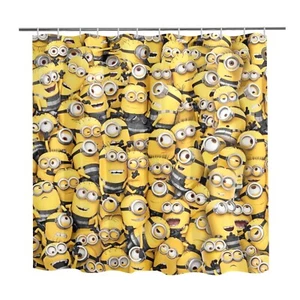 Minions Cartoon Collage Print Shower Curtain Polyester Waterproof With Hooks - Picture 1 of 2