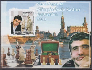 ST THOMAS & PRINCE Sc# 2159 Estampillada sin montar o nunca montada S/S de 1 para los Juegos Olímpicos de Ajedrez 2008 - Imagen 1 de 1