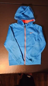 Nike Therma-Fit Full Zip Hoodie Jacket Youth L Blue/Orange Sweatshirt Stains - Picture 1 of 13