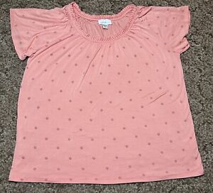 Jaclyn Smith Collection Blouse Womens XL Pink Short Sleeve Floral AOP Top Shirt