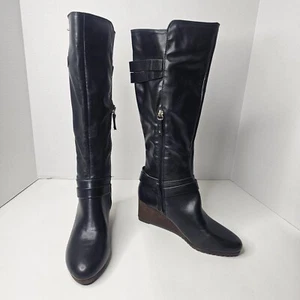 Dr. Scholl's Women Black Boots Knee High Heel Wedge Size 7.5M - Picture 1 of 14