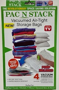 PAC N STACK - Almacenamiento de sellado al vacío portátil 4 bolsas BOMBA INCLUIDA COMO SE VE EN LA TELEVISIÓN - Imagen 1 de 6