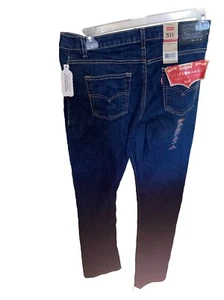 New LEVI'S 511 Slim Fit Size 20 Reg 30 x 30 Dark Wash Slim Hip To Ankle Jeans - Picture 1 of 8