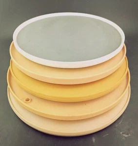 Lazy Susan Turntable Lot Of 5 Almond Beige White 10.5" MCM - Picture 1 of 6