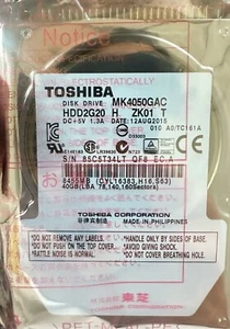 Disque dur pour ordinateur portable Toshiba 40 Go MK4050GAC HDD2G20 4200 tr/min IDE PATA 2,5" - Photo 1/4
