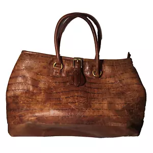 Vintage echt King Ranch Vollleder große Beuteltasche Tasche Handtasche braun gemustert - Bild 1 von 24
