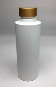 200ml PET Plastic White Cylindrical Bottle + Matt Gold Screw On Cap *ANY AMOUNT* - Picture 1 of 1