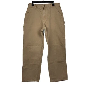 VTG Carhartt Carpenter Duck Work Pants 35x30 Dungaree Fit Heavy Tan B11 SDL - Picture 1 of 6