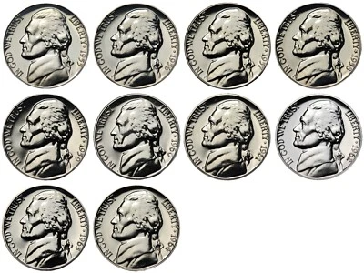 GEM PROOF ULTRA 1955 to 1964 Jefferson Nickel 10 Coin Set! Nice!  - Image 1 of 2